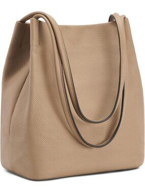 Women's Apricot Soft Genuine Leather Totes Purses with Top Magnetic Snap Closure